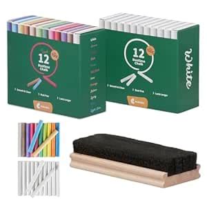 kedudes kekudes Non-Toxic White Dustless Chalk (12 ct box) and Colored ...