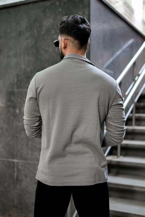 Grey Self Design Zipper T-Shirt – Gritstones