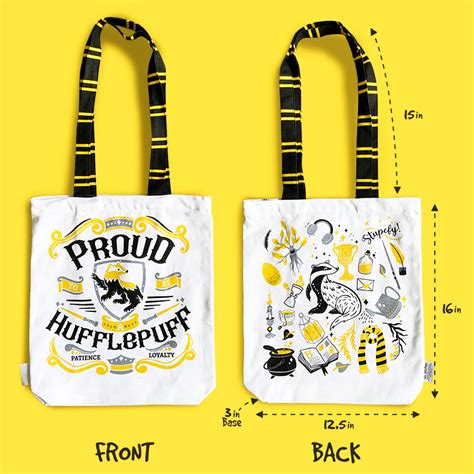 Illustrated Front/Back Canvas Zippered Tote Bag - Hufflepuff ...