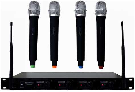 Hisonic Hsu8500 Uhf 4 Channel Wireless Microphone System Black : Amazon ...