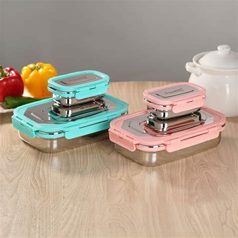 Sumeet Twin Pack Stainless Steel Airtight, Leak Proof Lunch Box, Tiffi ...