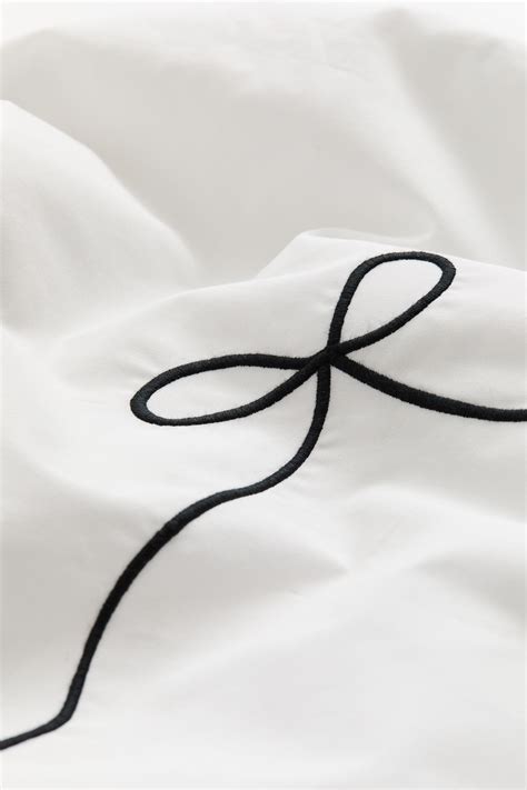 Cotton cot duvet cover set - Black/Bow - Home All | H&M IN