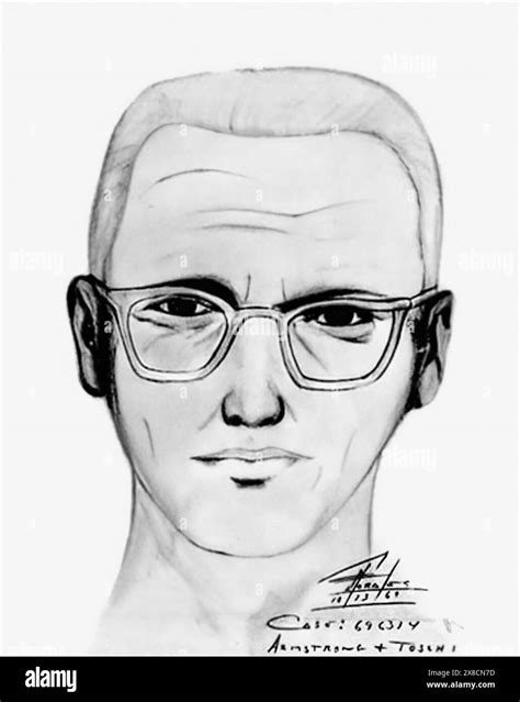 The Zodiac Killer. Composite sketch made in 1969 of the unidentified serial killer from Northern ...