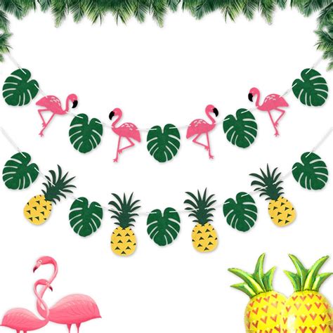 Buy Summer Tropical Luau Party Banner Bunting Garlands Hawaiian Beach ...