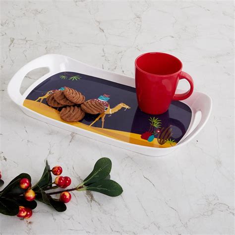 Buy Raisa Moroccan Multicolour Printed Melamime Serving Tray from Home ...