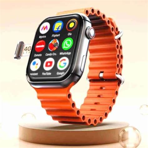 4G LTE Smart Watch with SIM Card Slot, Orange Band, 5G Compatible ...
