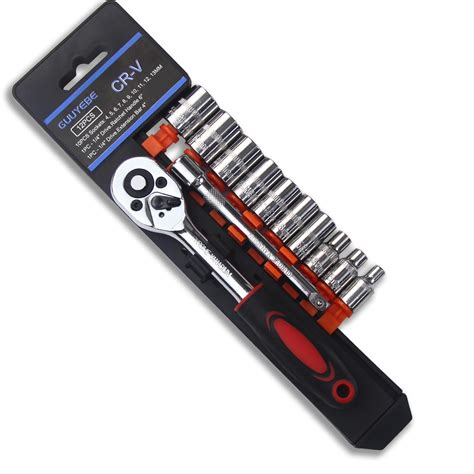 GuuYebe Socket Wrench Set, 1/4" Drive Ratchet Handle Extension Bar and ...