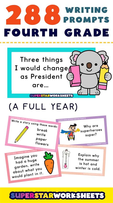 Fourth Grade Writing Prompts - Superstar Worksheets