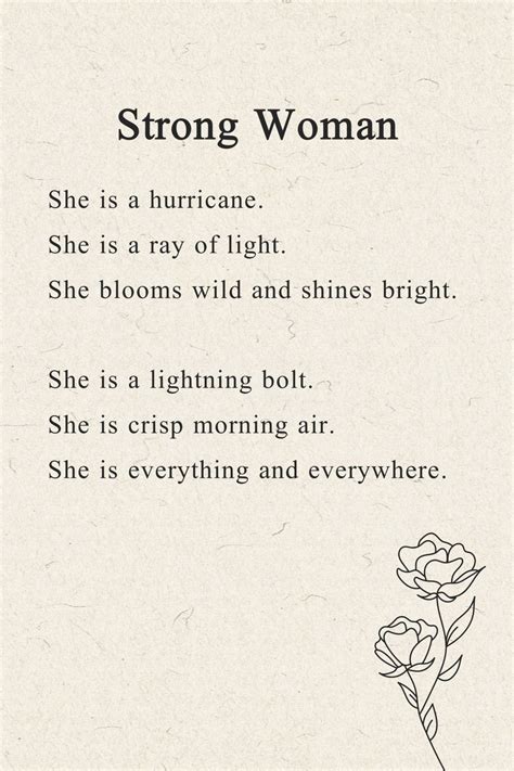 Funeral Short Poem Strong Woman Grief Loss, Printable Poem, Short ...