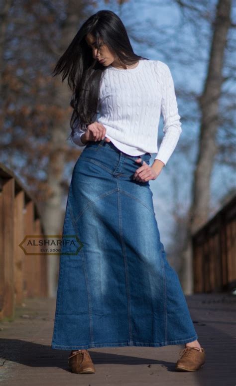 39" Long Denim Skirt - Women's Modest Skirts - Jeans Fabric STYLE NP ...