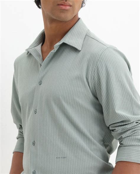 Rare Rabbit Men's Exclo Pastel Green Polyester Jacquard Regular Fit Fu