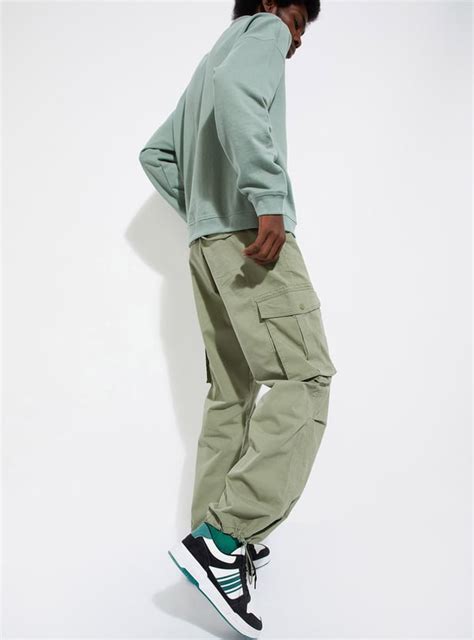 Buy URB_N Men Solid Parachute Trousers with Cargo Pockets Online at ...