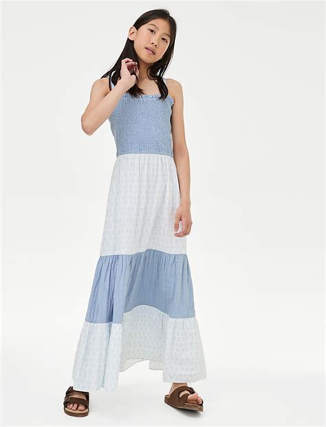 Buy Pure Cotton Tiered Maxi Dress (6-16 Yrs) at Marks & Spencer