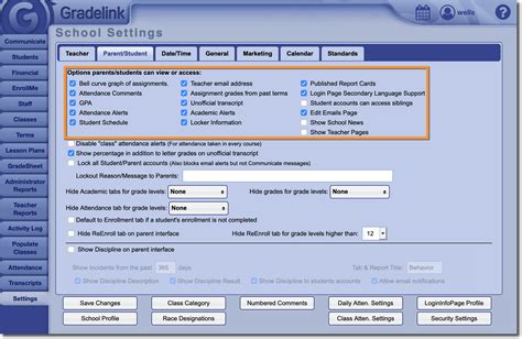 View/Access Settings for Parents and Students : Gradelink Support Community