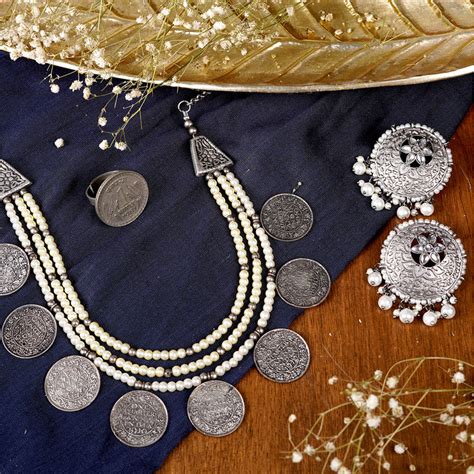 Buy Teejh Aararvi Silver Oxidised Jewellery Gift Set Online