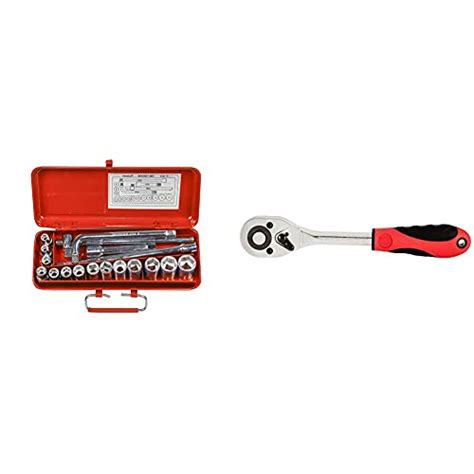 Taparia S23M/S23H 1/2-Inch Square Drive Socket Set & Taparia 1715 Steel ...