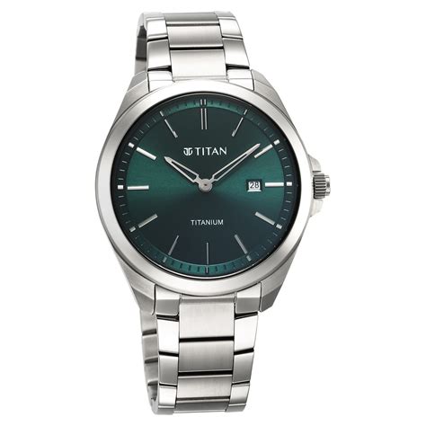 Buy Online Titan Titanium Quartz Analog Green Dial Titanium Strap Watch ...