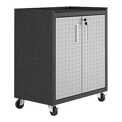 MANHATTAN COMFORT Fortress 31.5" Mobile Garage Cabinet with Shelves