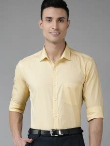 PARK AVENUE Men Self Design Formal Yellow Shirt - Buy PARK AVENUE Men ...
