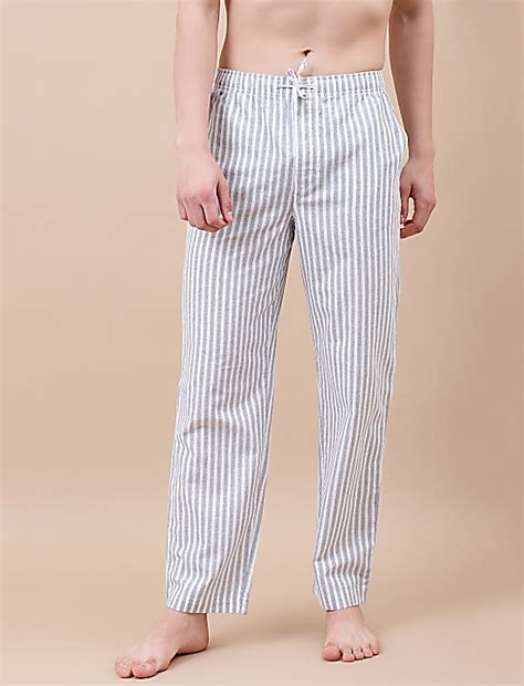 Buy Cotton Mix Striped Relaxed Fit Pants at Marks & Spencer