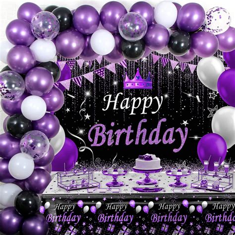 Purple and Black Party Decorations for Women, Purple Birthday ...