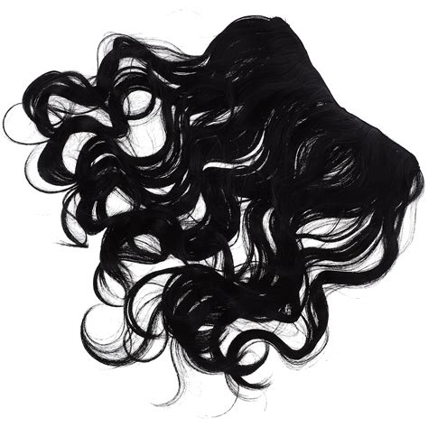 Fluffy U-shaped Wig Wavy Hair Extensions Clip in Human Bobby Pins Black ...