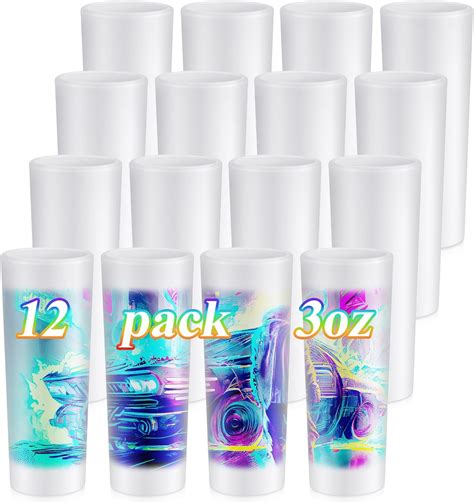 Amazon.com | Hsei 12 Pcs Sublimation Frosted Shot Glasses 3 oz Shot ...