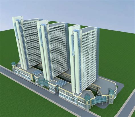 现代高层住宅公寓及商业3dmax 模型下载-光辉城市