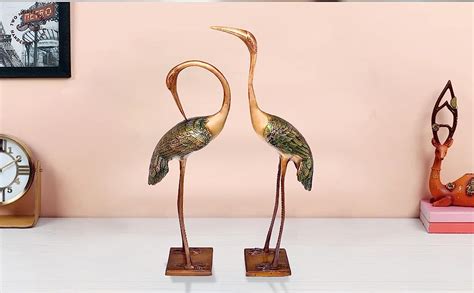 Buy Two Moustaches Love Cranes Pair Brass Flamingo Showpiece Pair ...