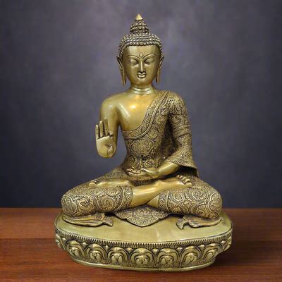 Brass Large Buddha Statue Antique Finish Showpiece 2 Feet 463183