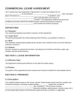 Fillable Online Generic Commercial Lease Agreement Template Fax Email ...