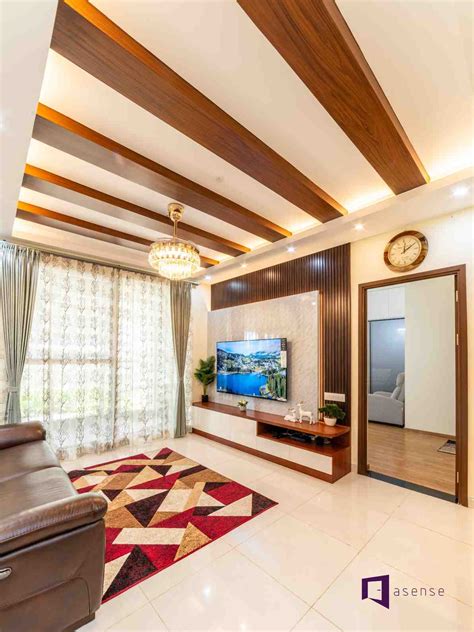 Wooden Modern False Ceiling Design For Living Room With Fans ...
