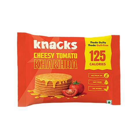 Knacks Cheesy Tomato Khakhra 200g | No Palm Oil | 125 Cal | Guilt-Free ...