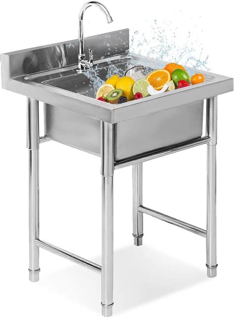 Amazon.com: 50/60cm Stainless Steel Freestanding Sink Commercial Sink ...