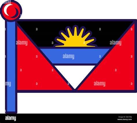 Antigua and barbuda island flag on flagpole vector. National, official ...