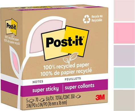 Post-it Notes super adhésives en papier 100 % recyclé, 2 fois plus ...