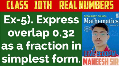 Ex-5). Express overlap 0.32 as a fraction in simplest form - YouTube