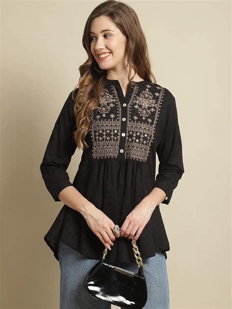 stylish black kurti designs for women ns08