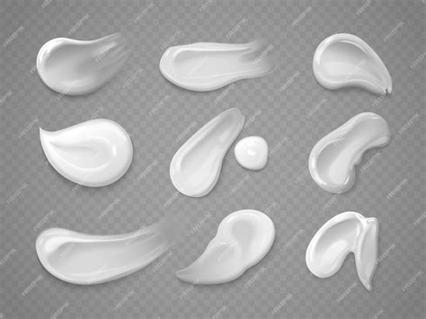 Realistic cream smears cosmetic cream toothpaste smear swatch fluid ...