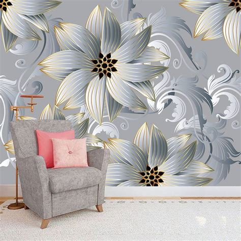 ALL DECORATIVE DESIGN Vinyl Floral & Botanical Grey Wallpaper Price in ...