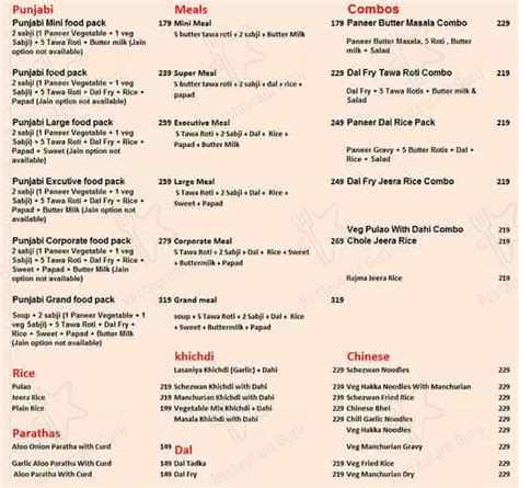 Menu at Mealbox, Ahmedabad, Sachet 2