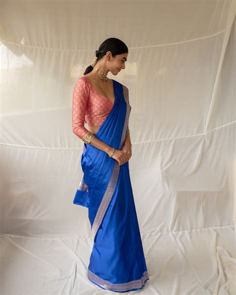 Kalamayi - Blue Banarasi Silk Mashroo Saree – Priyanka Raajiv