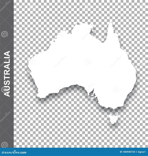 Vector White Map of Australia with Shadow on Transparent Background Stock Vector - Illustration ...