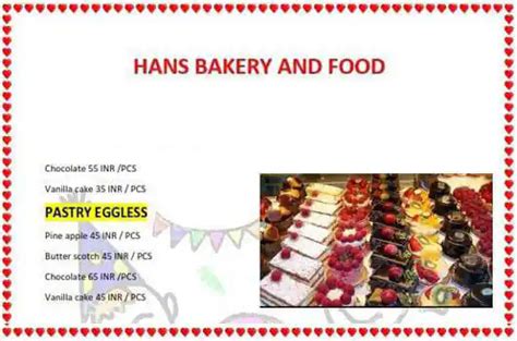 Menu at HANS BAKERY & FOOD, Gurugram
