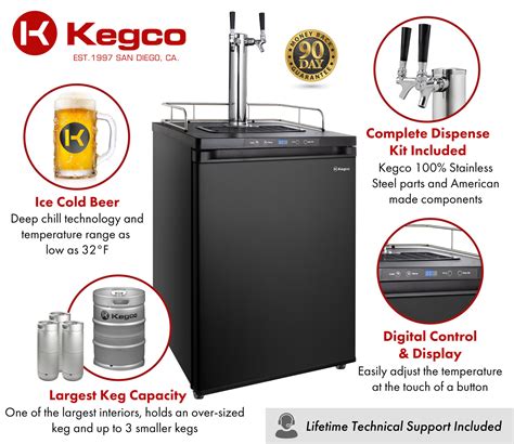 Kegco K309B-2NK Dual Tap Faucet Keg Beer Coolers - Black Beer Keg ...