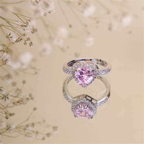 Rhodium Pink Cubic Zirconia Ring – Opal Touch
