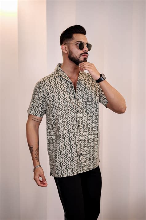 Green Letter Print Cuban Shirt – Eszett