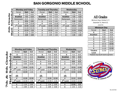 Bell Schedule - Students - San Gorgonio Middle School