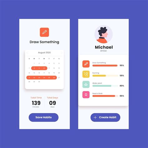 Planner doelen en gewoonten mobiele tracking-app | Gratis Vector