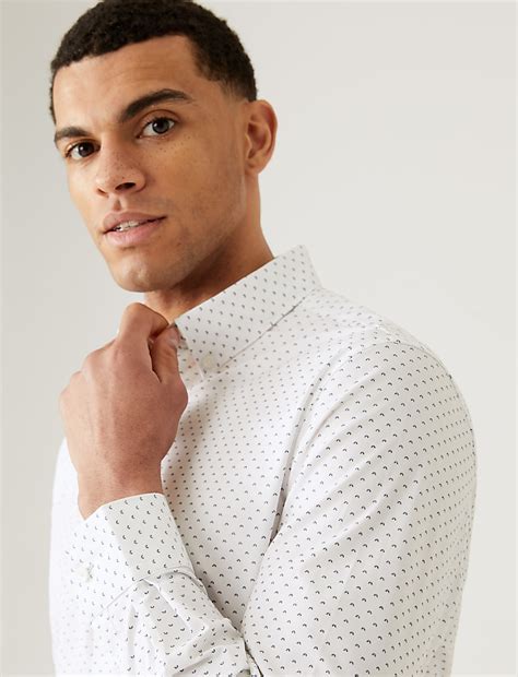 Buy Slim Fit Cotton Rich Sun Ray Print Shirt at Marks & Spencer